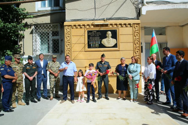 Vətən Müharibəsi şəhidi Tagiyev Ruslan Fuad oğlunun xatirəsinin əbədiləşdirilməsi məqsədilə hazırlanmış baralyefinin açılış mərasimi