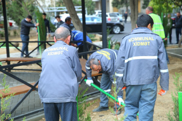 Binəqədi rayonunda yeni yaradılmış nümunəvi məhəllədə “Heydər Əliyev İli” çərçivəsində 8 Noyabr-Zəfər Gününə həsr olunmuş ağacəkmə aksiyası