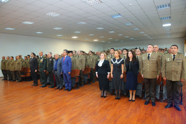 FHN Mülki müdafiə qoşunlarının komandanlığında Ulu Öndər Heydər Əliyevin 100 illik yubileyi münasibətilə "Heydər Əliyev İrsini Öyrənirik" mövzusuna həsr olunmuş tədbir