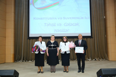 01 oktyabr 2025-ci il tarixində Binəqədi rayonunda fəaliyyət göstərən orta ümumtəhsil müəssisələrində təhsil ilinin yekunlarına və 5 Oktyabr - “Beynəlxalq Müəllim Günü”nə həsr olunmuş “Konstitusiya və Suverenlik İli: Təhsil və Gələcək Nəsillər” adlı təhsil konfransı