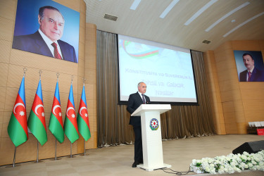 01 oktyabr 2025-ci il tarixində Binəqədi rayonunda fəaliyyət göstərən orta ümumtəhsil müəssisələrində təhsil ilinin yekunlarına və 5 Oktyabr - “Beynəlxalq Müəllim Günü”nə həsr olunmuş “Konstitusiya və Suverenlik İli: Təhsil və Gələcək Nəsillər” adlı təhsil konfransı